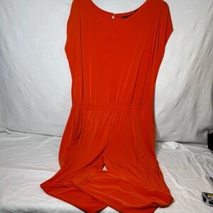 New York & Company Women’s Size Xl‎ Bright Orange Romper Jumpsuit Pants